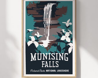 Munising Falls, Pictured Rocks National Lakeshore Travel Poster