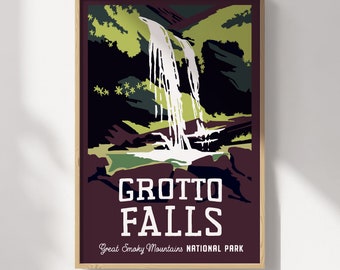 GSMNP Grotto Falls Travel Poster