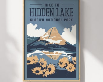 Glacier National Park Hidden Lake Travel Poster