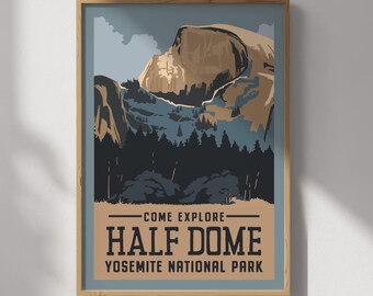 Yosemite National Park Half Dome Travel Poster