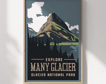 Glacier National Park Many Glacier Travel Poster