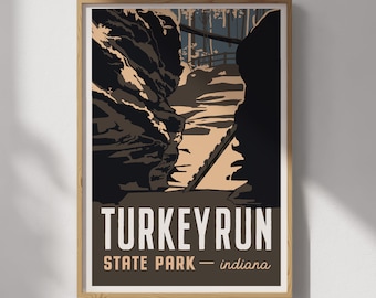 Póster de viaje del Parque Estatal Turkey Run, Indiana