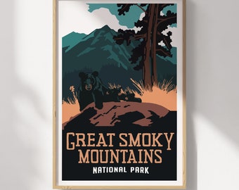 GSMNP Black Bear Travel Poster
