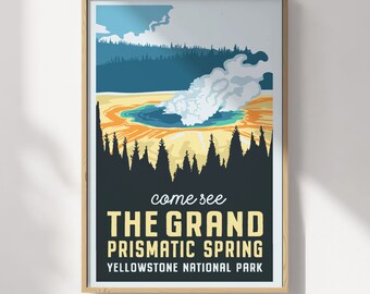 Yellowstone National Park Grand Prismatic Spring Travel Poster