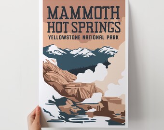 Yellowstone National Park Mammoth Hot Springs Travel Poster