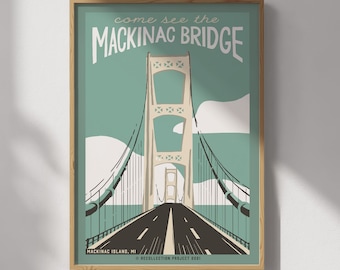 Mackinac Bridge, Michigan Travel Poster