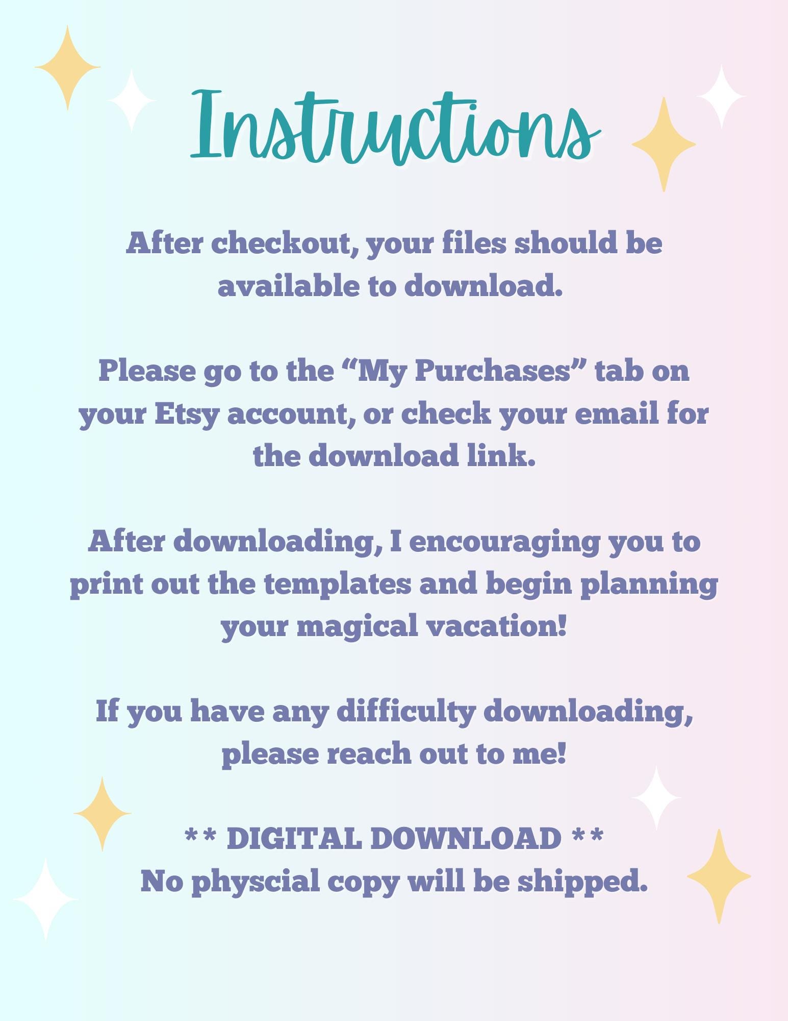 Walt Disney World Itinerary Template Planner, Printable WDW Vacation