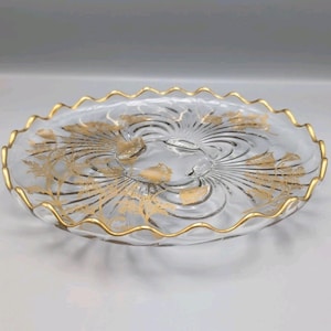 Vintage Silver City Hampton 22K Gold Poppy 4 Toed Cabaret Plate Fall Decor Tray