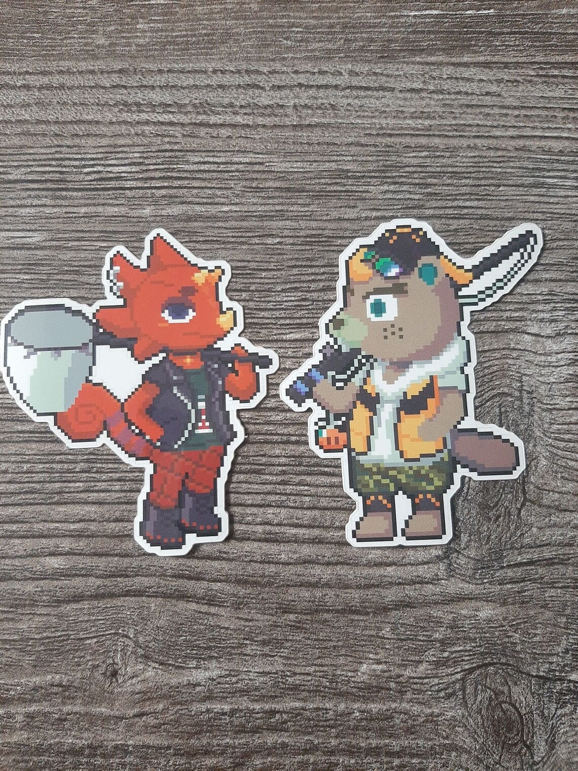 Pixel Art Flick and CJ / ACNH Sticker / Animal Crossing Etsy