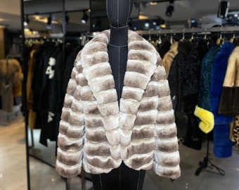 Abrigo de piel auténtica para mujer, chaqueta de lujo para mujer, abrigos de invierno para mujer - Regalo de Navidad 105