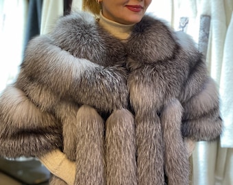 Damesbontjas met echt vossenbont Luxe damesjas dameswinterjassen - luxe winterjas - kerstcadeau