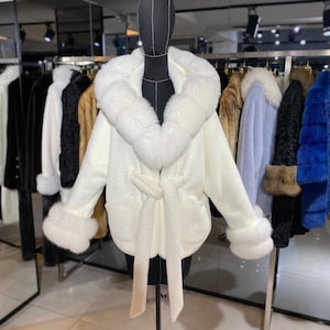 Vegan Fur Coat with Real Fox Fur Hoodie Women’s Winter Coats – Luxury Coats