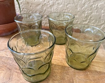 Vintage Hazel Atlas, Green Dot Glasses,Eldorado,Retro Glass,Hazel Atlas Glassware, MCM Glassware