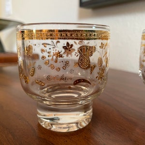 Vintage Culver Chantilly Footed on the Rocks Bar Glasses 24 k gold accents-Set of 2 image 4