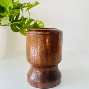 Vintage Hand-Turned Walnut Wood Salt Jar| Salt Cellar| Stash Jar|Salt Keeper