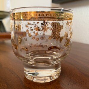 Vintage Culver Chantilly Footed on the Rocks Bar Glasses 24 k gold accents-Set of 2 image 8