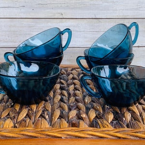 Vintage VERECO France Cobalt Blue Coffee|Tea Cups-Set of 6|Glass Cups