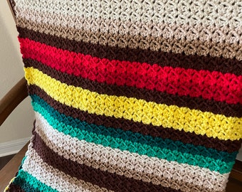 Vintage Crocheted Throw Blanket-1970's