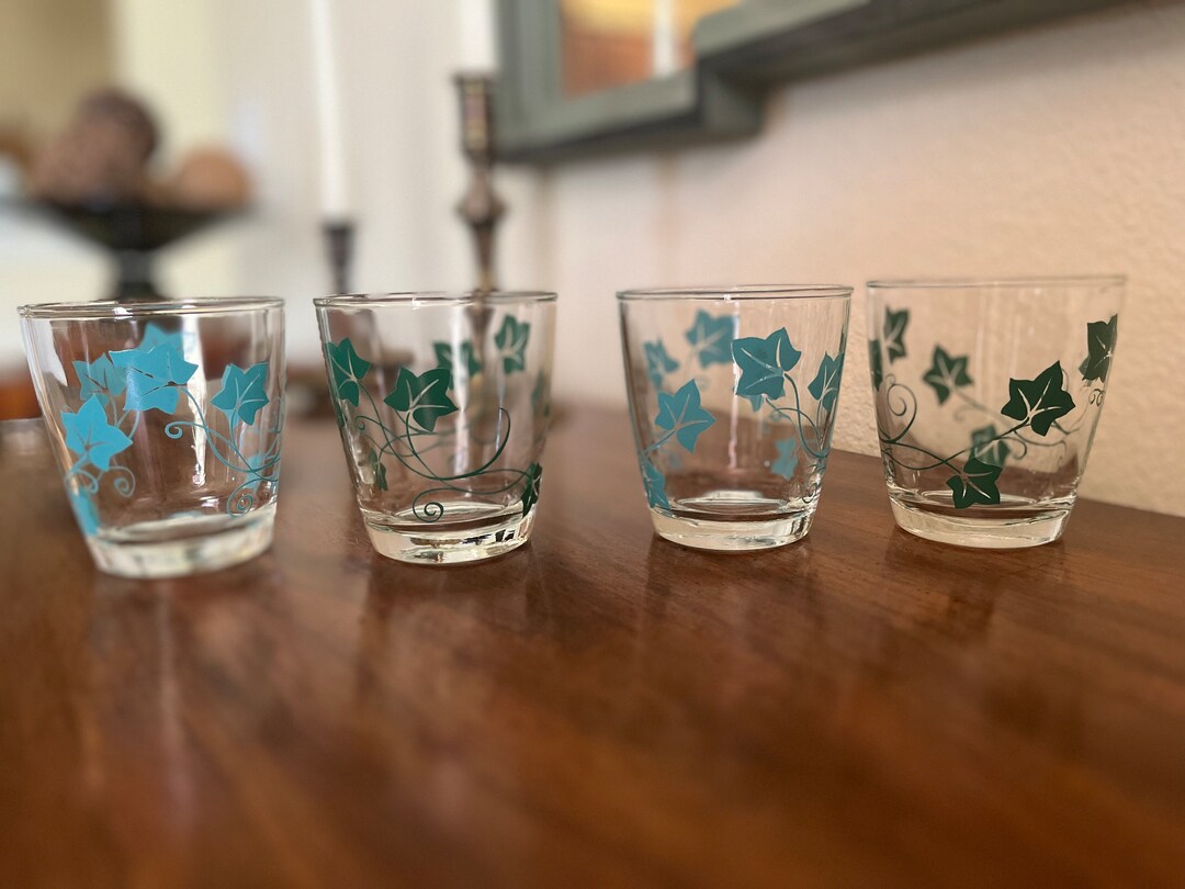 Vintage Hazel Atlas Sour Cream Glasses, Ivy Pattern, Set of 4 Etsy