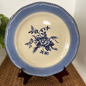 Vintage Colonial Rose Blue, Dinner Plate, by Wood & Sons - England