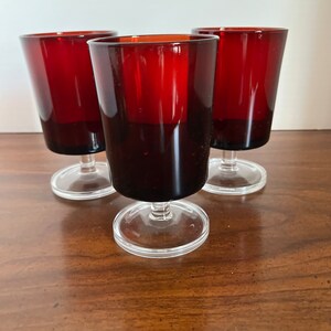 Vintage Luminarc Cavalier Ruby Red Pedestal Glasses-Set of 3, France