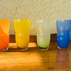 Vintage Art Glass Tumblers, Opaque Colors, European Artistry-Set of 4