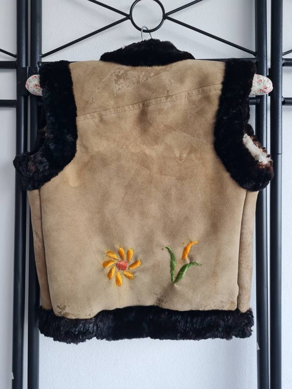 Vintage Afghan waistcoat from suede and sheepfur … - image 5