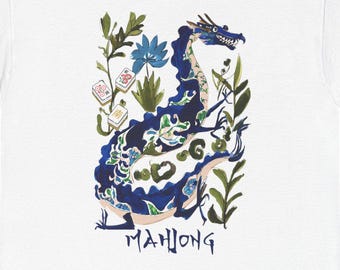 Mahjong Dragon 4XL & 5XL T-Shirt | Maximalist Preppy Mahjongg Tee | Mahj Game Night Shirt | Mah jongg Gift in Plus Sizes