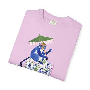 Mahjong Chinoiserie Monkey Comfort Colors™ T-Shirt | Maximalist Preppy Bunny Mahjongg Tee | Mahj Game Night Shirt | Mah jongg Gift
