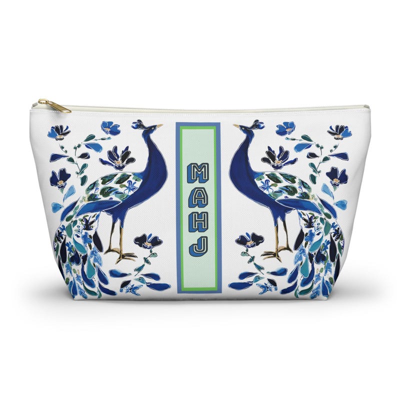 Mahjong Chinoiserie Bird Bam Peacock Tile Bag | Maximalist Preppy Mah Jongg Dice Case, Mahj Group Gift,  Hostess Present Money Accessories