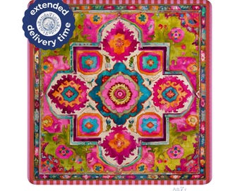 Mahjong Dopamine Rug Game Mat | 31.5" x 31.5" or 33" x 33" | Maximalist Boho Chic Eclectic Bright Colors Mahj Mat | Soft Surface
