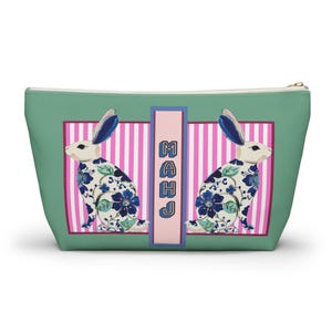 Mahjong Rabbit Tile Bag | Maximalist Preppy Bunny Mahj Accessories Bag | Easter Hostess or Group Gift