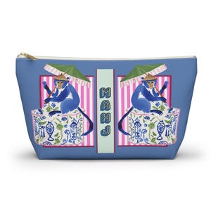 Mahjong Chinoiserie Monkey Tile Bag | Maximalist Preppy Mah Jongg Dice Case, Stylish Mahj Group Gift, Maximalist Hostess Present Accessories