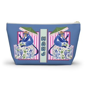 Mahjong Chinoiserie Monkey Tile Bag | Maximalist Preppy Mah Jongg Dice Case, Stylish Mahj Group Gift, Maximalist Hostess Present Accessories