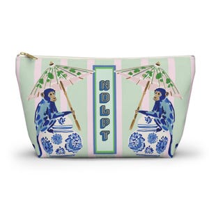 Needlepoint Project Bag NDLPT, Chinoiserie Blue Monkeys Pouch, Preppy  Stitcher Gift, Sewing Travel, Grandmillennial Accessory