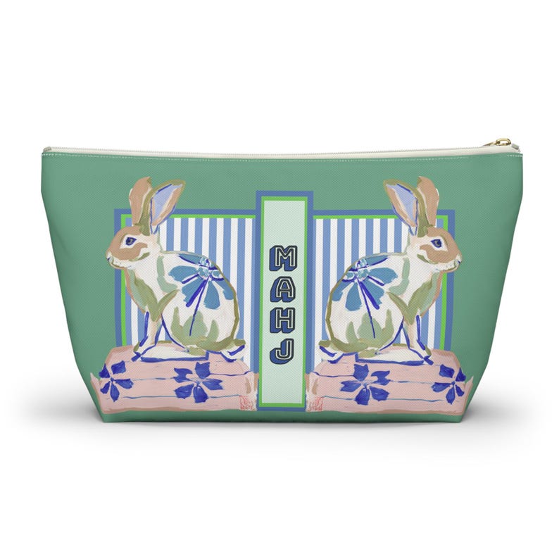 Mahjong Chinoiserie Painted Rabbit Tile Bag | Maximalist Preppy Bunny Dice Case, Mahj Group Gift,  Hostess Present Money Accessories