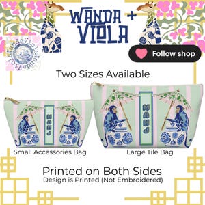 Needlepoint Project Bag NDLPT, Chinoiserie Blue Monkeys Pouch, Preppy  Stitcher Gift, Sewing Travel, Grandmillennial Accessory