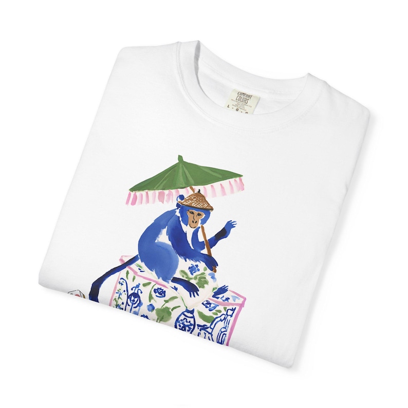 Mahjong Chinoiserie Monkey Comfort Colors™ T-Shirt | Maximalist Preppy Bunny Mahjongg Tee | Mahj Game Night Shirt | Mah jongg Gift