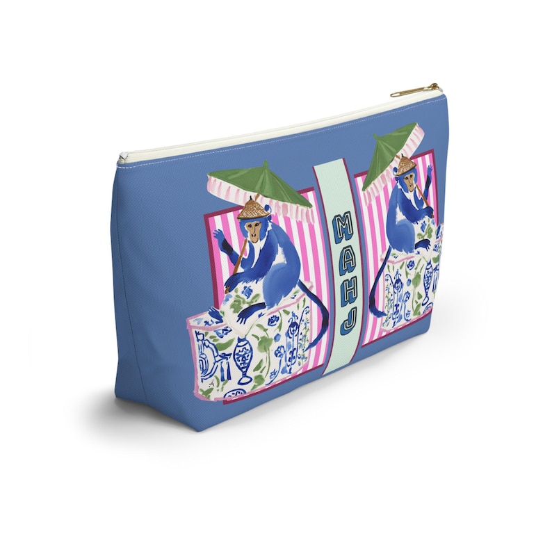 Mahjong Chinoiserie Monkey Tile Bag | Maximalist Preppy Mah Jongg Dice Case, Stylish Mahj Group Gift, Maximalist Hostess Present Accessories