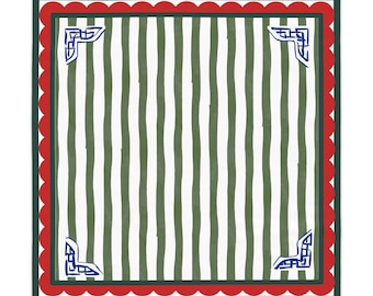 Mahjong Weihnachtstischdecke | 135 cm x 145 cm Quadrat | Preppy Holiday Chinoiserie Mahj Tischdecke | Passende Mah Jongg Matte erhältlich