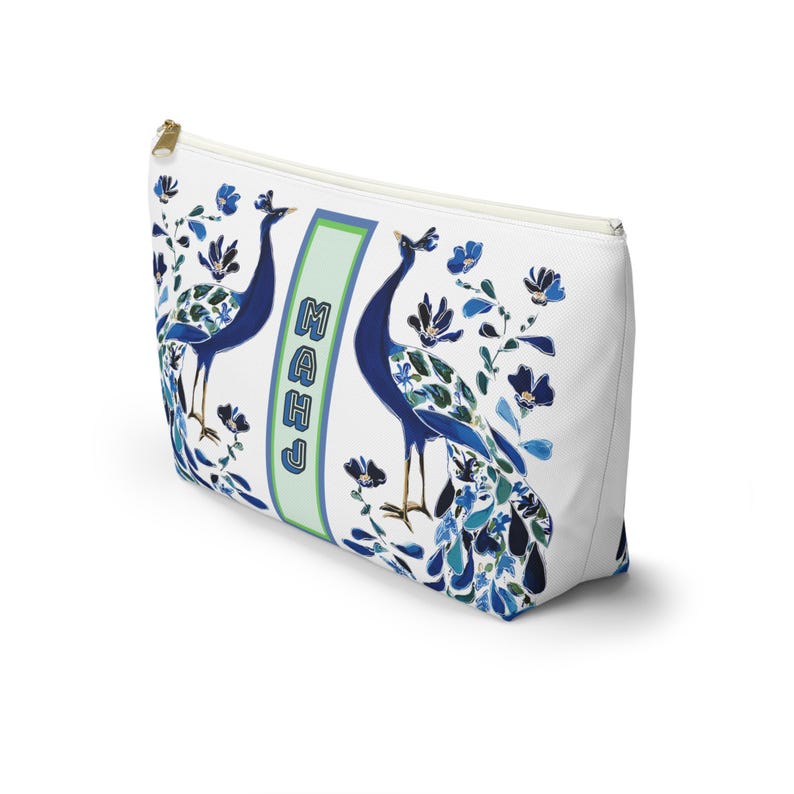Mahjong Chinoiserie Bird Bam Peacock Tile Bag | Maximalist Preppy Mah Jongg Dice Case, Mahj Group Gift,  Hostess Present Money Accessories