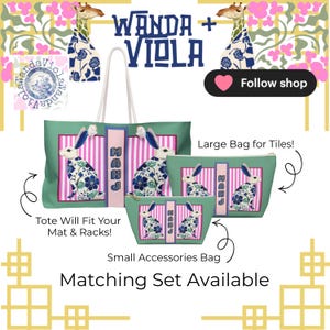 Mahjong Rabbit Tile Bag | Maximalist Preppy Bunny Mahj Accessories Bag | Easter Hostess or Group Gift