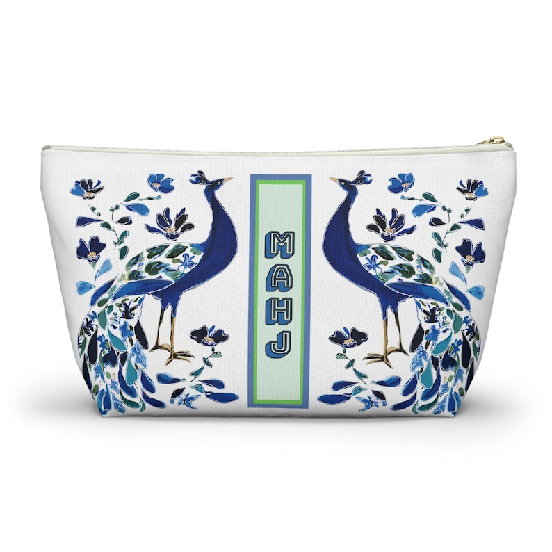 Mahjong Chinoiserie Bird Bam Peacock Tile Bag | Maximalist Preppy Mah Jongg Dice Case, Mahj Group Gift,  Hostess Present Money Accessories