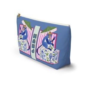 Mahjong Chinoiserie Monkey Tile Bag | Maximalist Preppy Mah Jongg Dice Case, Stylish Mahj Group Gift, Maximalist Hostess Present Accessories