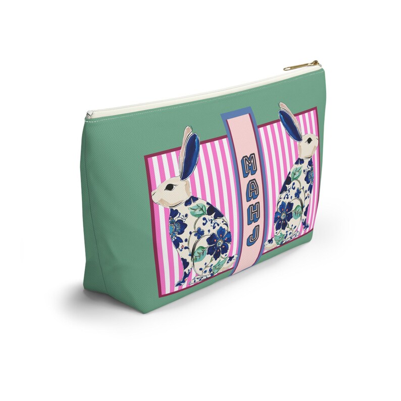 Mahjong Rabbit Tile Bag | Maximalist Preppy Bunny Mahj Accessories Bag | Easter Hostess or Group Gift