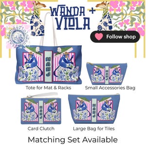 Mahjong Chinoiserie Monkey Tile Bag | Maximalist Preppy Mah Jongg Dice Case, Stylish Mahj Group Gift, Hostess Present Money Accessories image 14