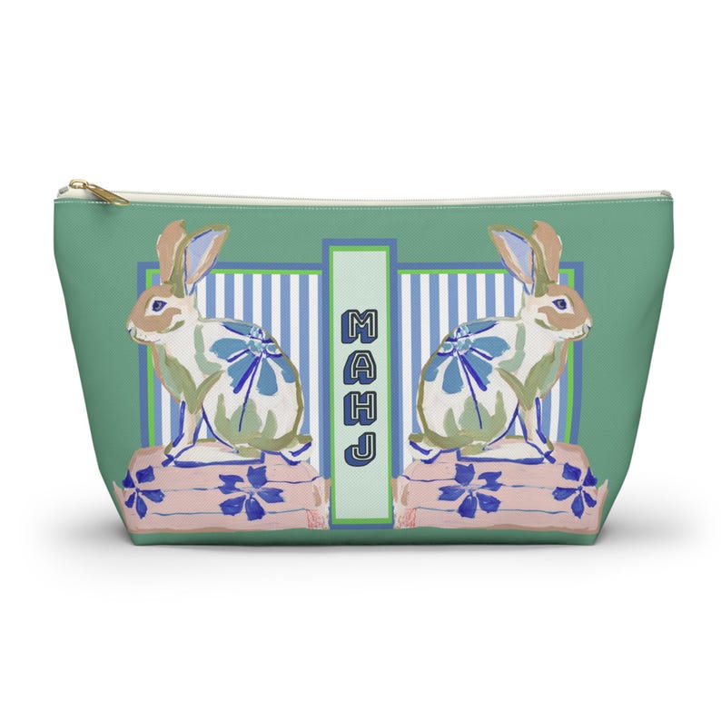 Mahjong Chinoiserie Painted Rabbit Tile Bag | Maximalist Preppy Bunny Dice Case, Mahj Group Gift,  Hostess Present Money Accessories