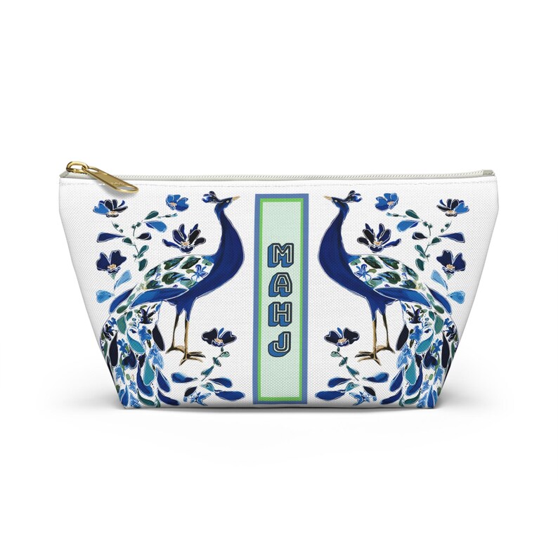 Mahjong Chinoiserie Bird Bam Peacock Tile Bag | Maximalist Preppy Mah Jongg Dice Case, Mahj Group Gift,  Hostess Present Money Accessories