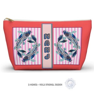 Mahjong Koi Fish Tile Bag | Maximalist Preppy Mahj Accessories Coin Dice Case, Mah Jongg Group Gift or Hostess Present
