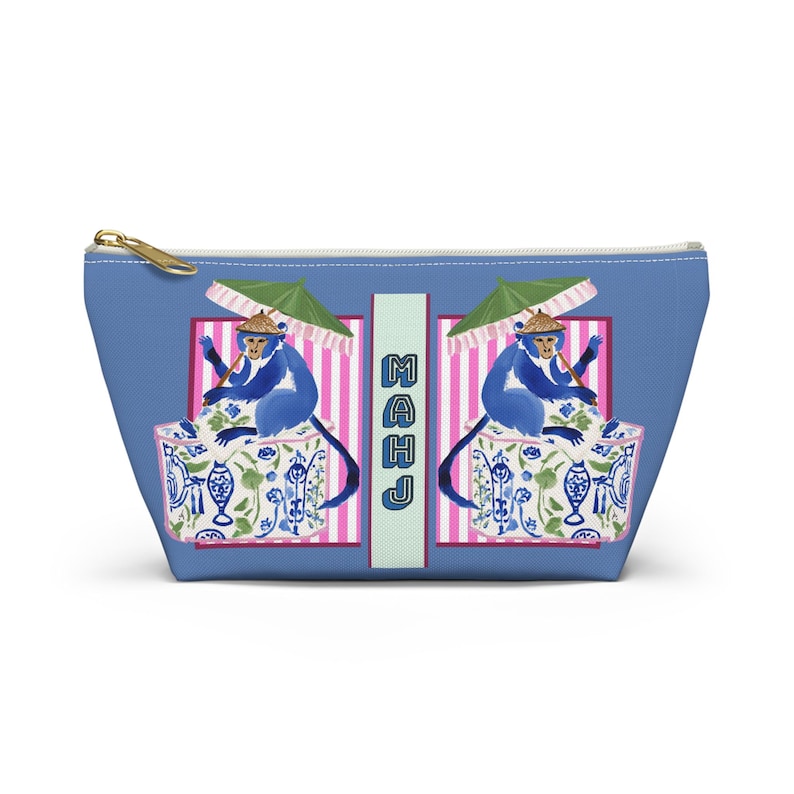 Mahjong Chinoiserie Monkey Tile Bag | Maximalist Preppy Mahj Accessories Bag | Easter Hostess or Group Gift